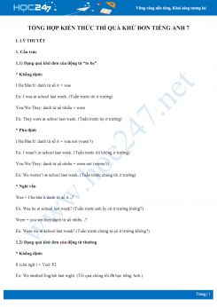 Tổng hợp kiến thức thì quá khứ đơn Tiếng Anh 7