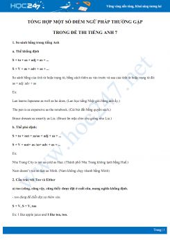 Một số điểm ngữ pháp thường xuất hiện trong đề thi Tiếng Anh 7