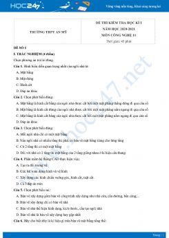 Bộ đề thi HK1 môn Công nghệ 11 năm 2020 Trường THPT An Mỹ có đáp án