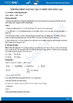Phương pháp giải dạng toán CO khử oxit kim loại môn Hóa học 9