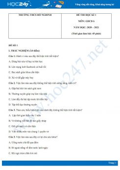 Bộ 4 đề thi HK1 môn GDCD 6 năm 2020 có đáp án Trường THCS Hồ Nghinh