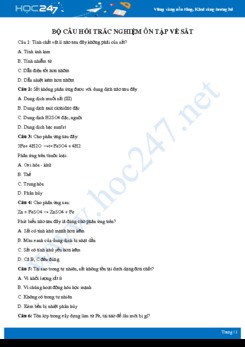 Bộ câu hỏi trắc nghiệm ôn tập về Sắt có đáp án môn Hóa học 9