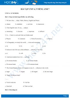 Bài tập theo từng Unit (Unit 4, 5) Tiếng Anh 7