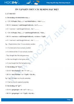 Ôn tập kiến thức câu bị động đặc biệt Tiếng Anh 8