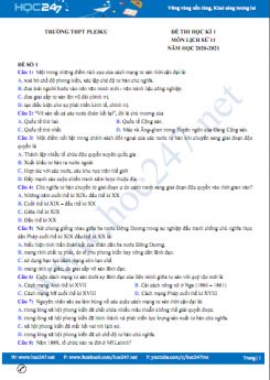 Bộ 3 đề thi HK1 môn Lịch sử 11 năm 2020 có đáp án Trường THPT Pleiku