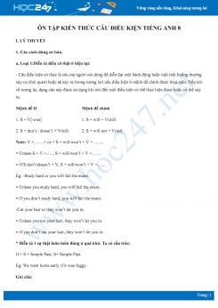 Ôn tập kiến thức câu điều kiện Tiếng Anh 8
