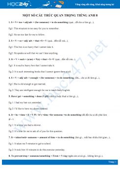 Một số cấu trúc quan trọng Tiếng Anh 8