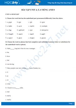Bài tập Unit 4, 5, 6 Tiếng Anh 8