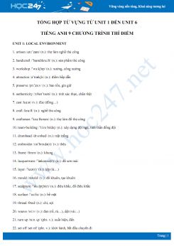 Tổng hợp từ vựng từ Unit 1 đến Unit 6 Tiếng Anh 9 chương trình thí điểm