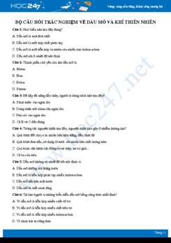Tổng hợp câu hỏi ôn tập về Dầu mỏ và khí thiên nhiên có đáp án môn Hóa học 9