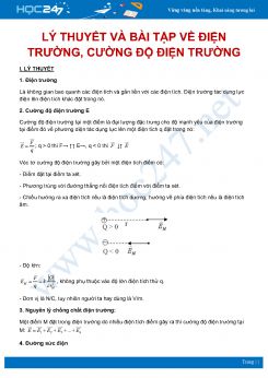 Tổng hợp Lý thuyết và bài tập về Điện trường - Cường độ điện trường môn Vật Lý 11