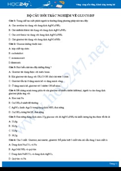 Câu hỏi trắc nghiệm ôn tập về Glucozơ có đáp án môn Hóa học 9