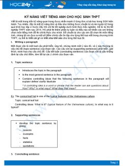 Kỹ năng viết Tiếng Anh cho học sinh THPT