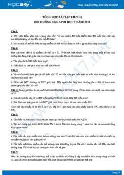 Tổng hợp bài tập Biến Dị bồi dưỡng HSG Sinh học 9 năm 2020 có đáp án