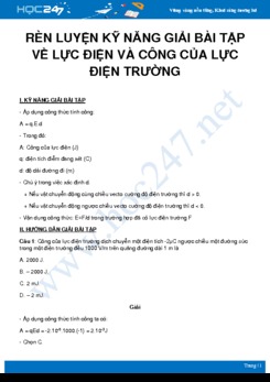 Rèn luyện Kỹ năng giải bài tập về lực điện và công của lực điện trường môn Vật Lý 11 năm 2020