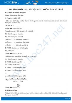 Phương pháp giải bài tập về tỉ khối của chất khí môn Hóa học 8