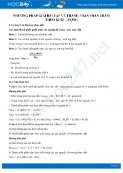 Phương pháp giải bài tập tính thành phần phần trăm theo khối lượng môn Hóa học 8