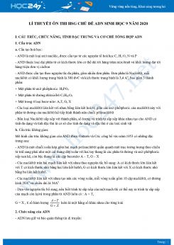 Lí thuyết ôn thi HSG chủ đề ADN Sinh học 9 năm 2020