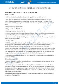 Ôn tập bồi dưỡng HSG chủ đề ARN Sinh học 9 năm 2020