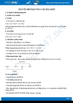 Chuyên đề phản ứng oxi hóa- khử môn Hóa học 8