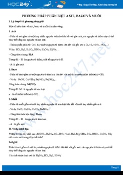 Phương pháp phân biệt axit, bazơ và muối môn Hóa học 8