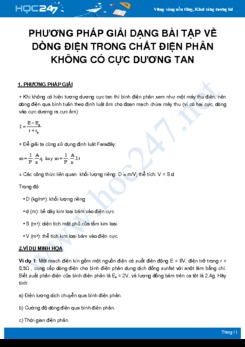 Phương pháp giải dạng bài tập về Dòng điện trong chất điện phân không có cực dương tan môn Vật Lý 11