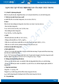 Dạng bài tập về xác định độ tan của một chất trong nước môn Hóa học 8