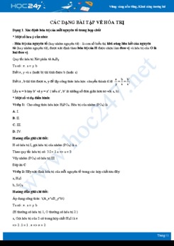 Phương pháp giải các dạng bài tập về hóa trị môn Hóa học 8