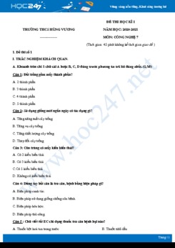 Bộ 3 đề thi HK1 môn Công nghệ 7 năm 2020 - Trường THCS Hùng Vương có đáp án