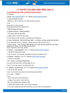 Lý thuyết câu điều kiện Tiếng Anh 12