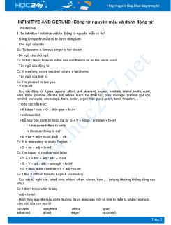 Lý thuyết INFINITIVE AND GERUND (Động từ nguyên mẫu và danh động từ)