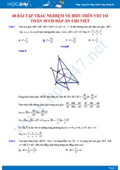 48 bài tập tắc nghiệm về Biểu diễn vectơ Toán 10 có đáp án chi tiết
