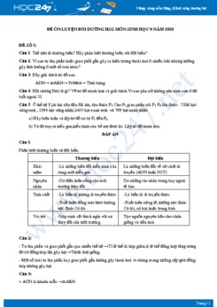 Đề ôn luyện bồi dưỡng HSG môn Sinh học 9 năm 2020 có đáp án