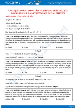 Các dạng toán trọng tâm và phương pháp giải bài toán lãi suất, tăng trưởng có đáp án chi tiết