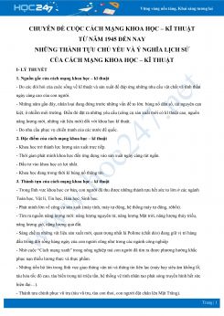 Chuyên đề Cách mạng KH-KT và những thành tựu từ năm 1945 đến nay môn Lịch sử 9