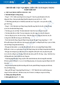 Chuyên đề Cuộc vận động tiến tới Cách mạng tháng 8 Lịch sử 9