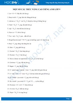 Một số cấu trúc nâng cao Tiếng Anh 9
