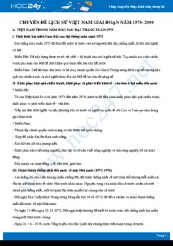 Chuyên đề Tổng hợp lịch sử Việt Nam từ năm 1975- 2000 môn Lịch sử 9