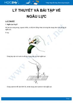 Tổng hợp lý thuyết và bài tập ôn tập về Ngẫu lực môn Vật Lý 11 năm 2020