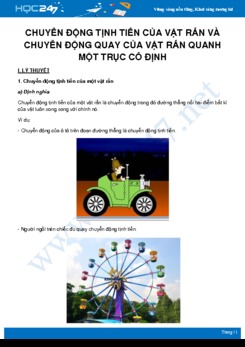 Chuyên đề Chuyển động tịnh tiến của vật rắn - Chuyển động quay của vật rắn quanh một trục cố định môn Vật Lý 11