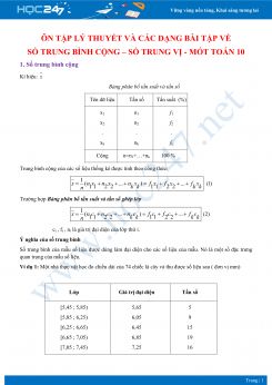 Ôn tập lý thuyết và các dạng bài tập về Số trung bình cộng - Số trung vị - Mốt Toán lớp 10