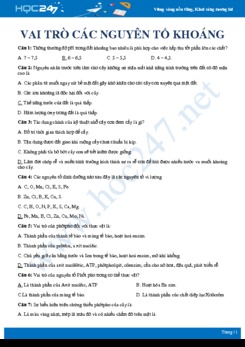 30 Câu hỏi trắc nghiệm ôn tập Vai trò các nguyên tố khoáng Sinh học 11 có đáp án