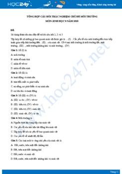 Tổng hợp câu hỏi trắc nghiệm chủ đề Môi trường môn Sinh học 9