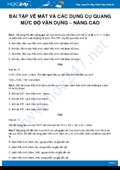 Hướng dẫn giải bài tập về Mắt và Các dụng cụ quang – mức độ vận dụng môn Vật Lý 11 Nâng cao