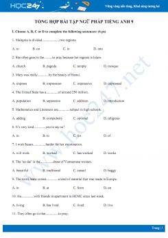 Tổng hợp bài tập ngữ pháp Tiếng Anh 9
