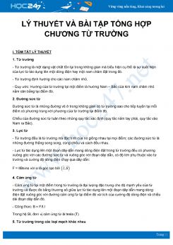 Lý thuyết và bài tập Tổng hợp chương Từ trường môn Vật Lý 11 Nâng cao