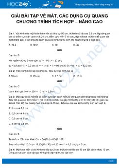 Hướng dẫn giải bài tập về Mắt và Các dụng cụ quang chương trình tích hợp - Nâng cao môn Vật Lý 11