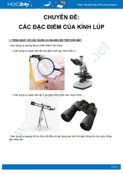 Chuyên đề Tổng hợp các đặc điểm của Kính lúp môn Vật Lý 11 năm 2020