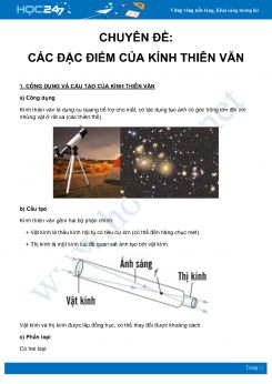 Chuyên đề Tổng hợp các đặc điểm của Kính thiên văn môn Vật Lý 11 năm 2020
