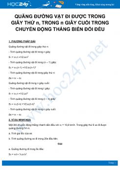 Xác định quãng đường vật đi được trong giây thứ n, trong n giây cuối trong chuyển động thẳng biến đổi đều môn Vật Lý 10